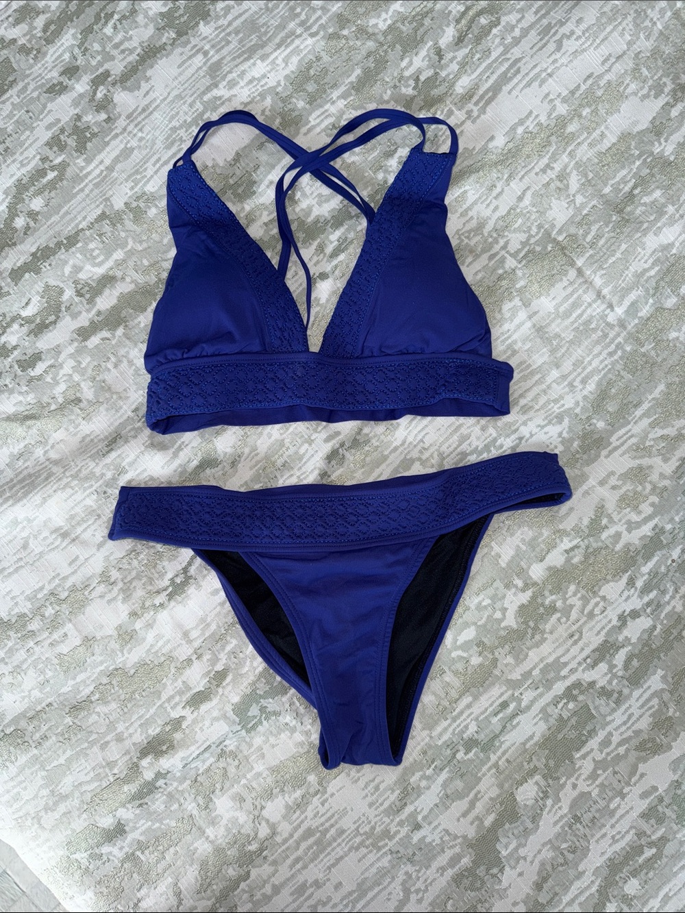 OndadeMar Royal Blue Crochet-Trim Bikini Set